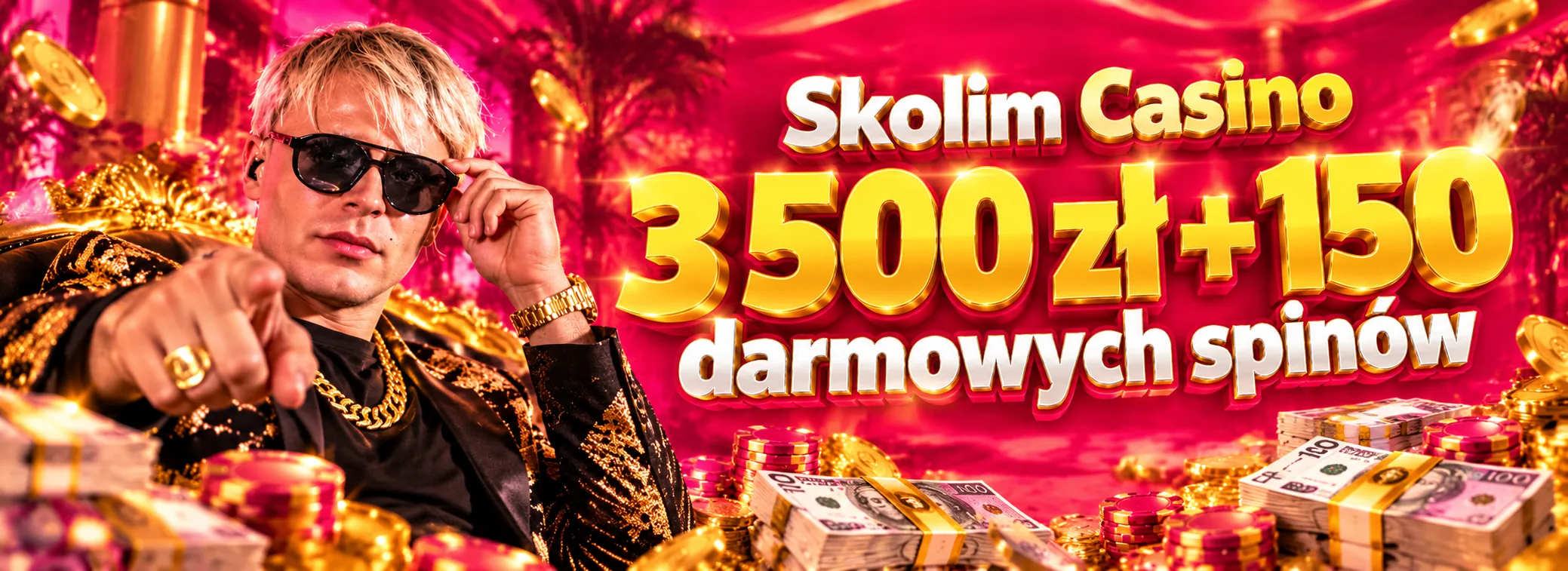 Skolim Casino — Pakiet powitalny Skolima: 120% do 3 500 zł i 150 darmowych spinów — 3 500 zł + 150 DS